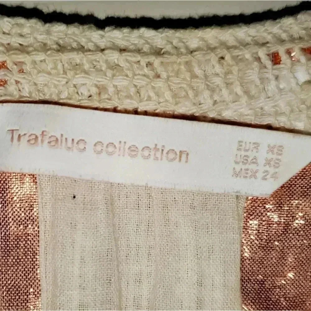 Zara Trafaluc Tassel Tie Neck Boho Peasant Small Bell Sleeve Mesh Top Blouse XS